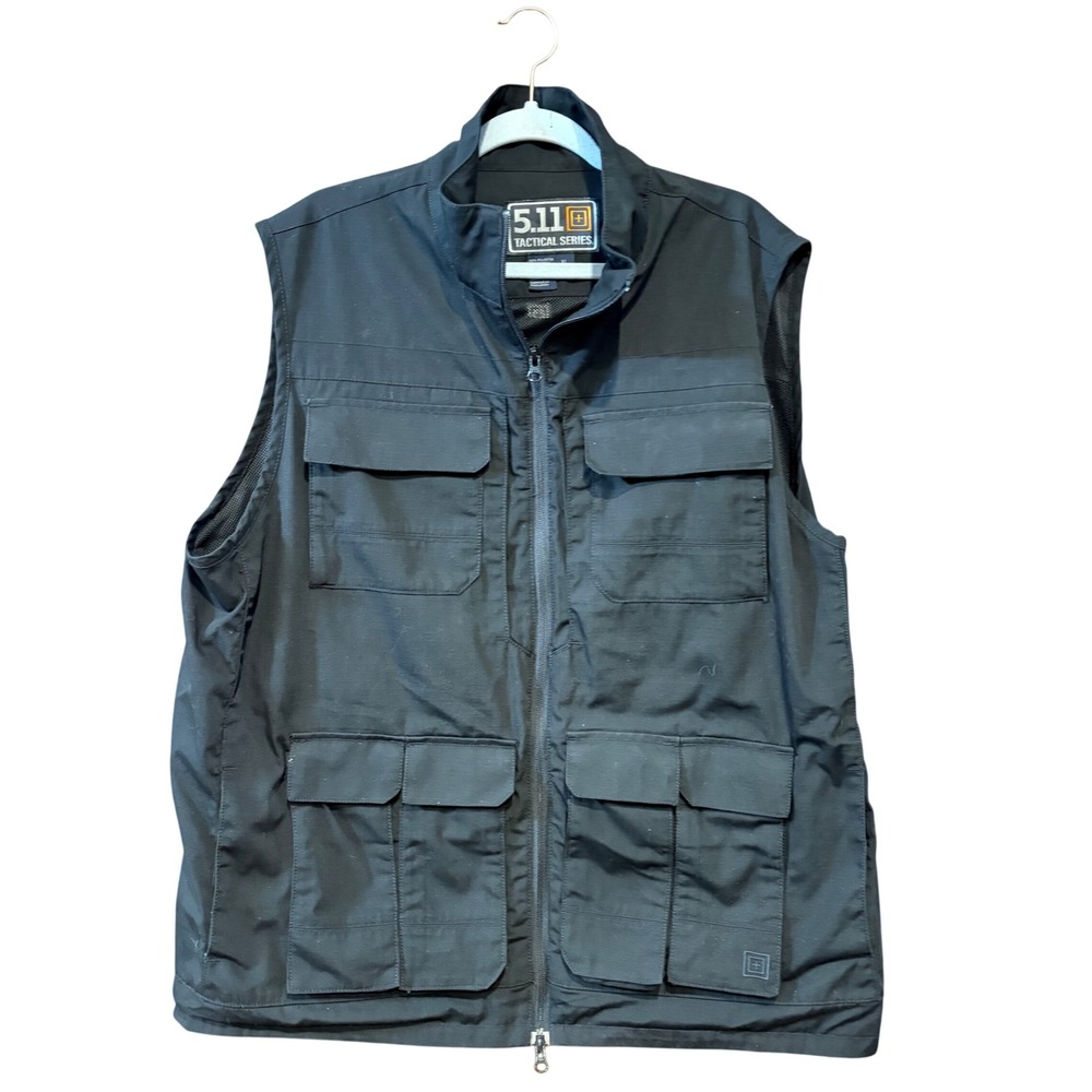 5.11 Tactical Series Men Black Taclite Ripstop Utility Cargo Vest 80017 XL